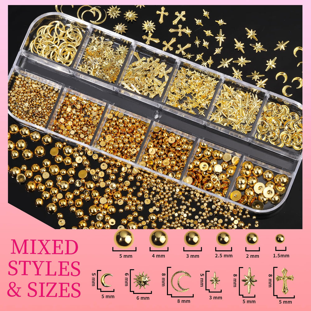 Teenitor gold heart charm detail with crystals offering luxe focal point for nails