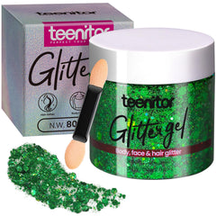 Teenitor front tube showing green holographic gel and clear label benefit