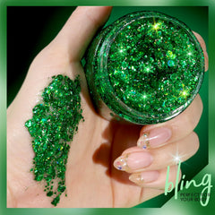 Teenitor applied on cheek showing green sparkle for makeup looks