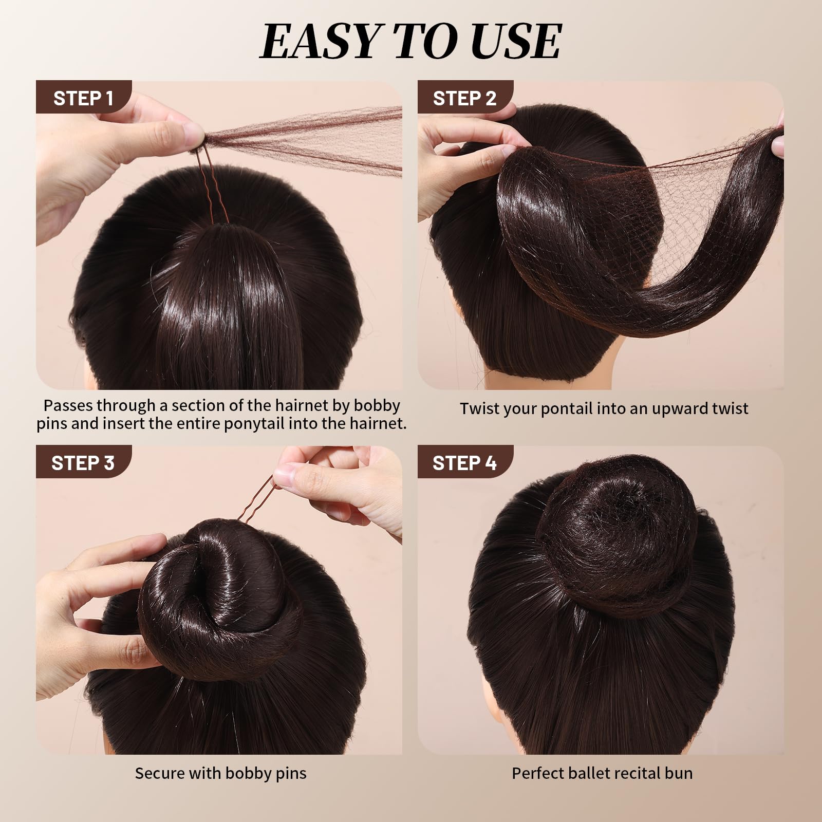 Teenitor bun in use ballet-style demonstrating secure neat updo