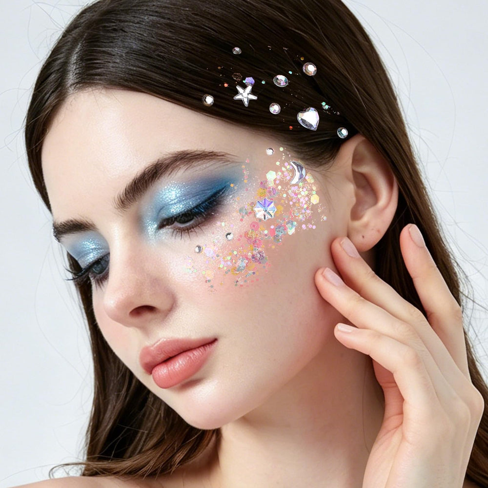 Teenitor hair glitter applied in braided style adding sparkle and festival flair