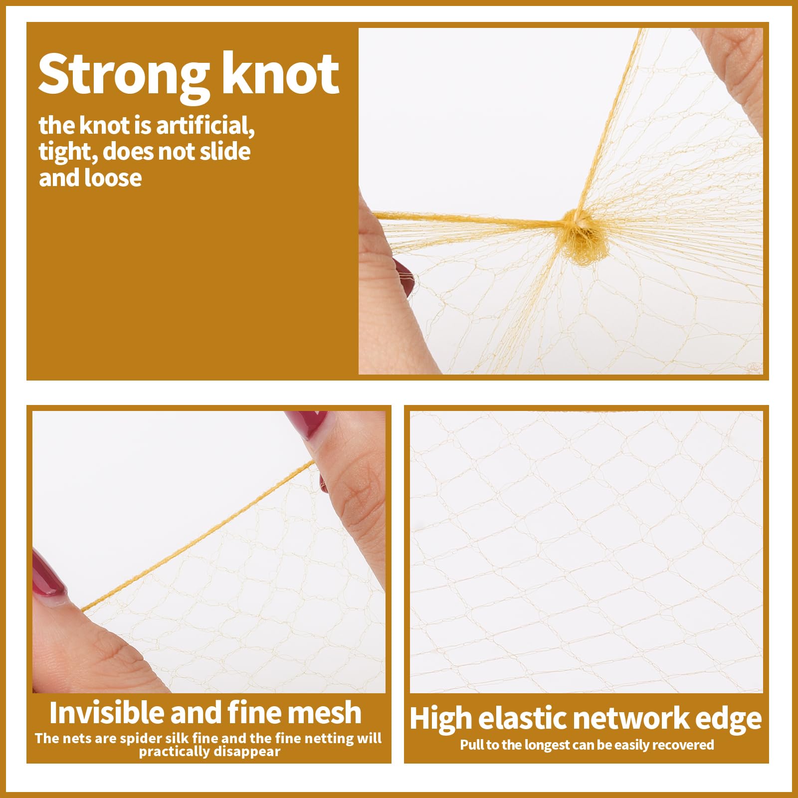 Teenitor elastic edge of net being stretched for snug fit