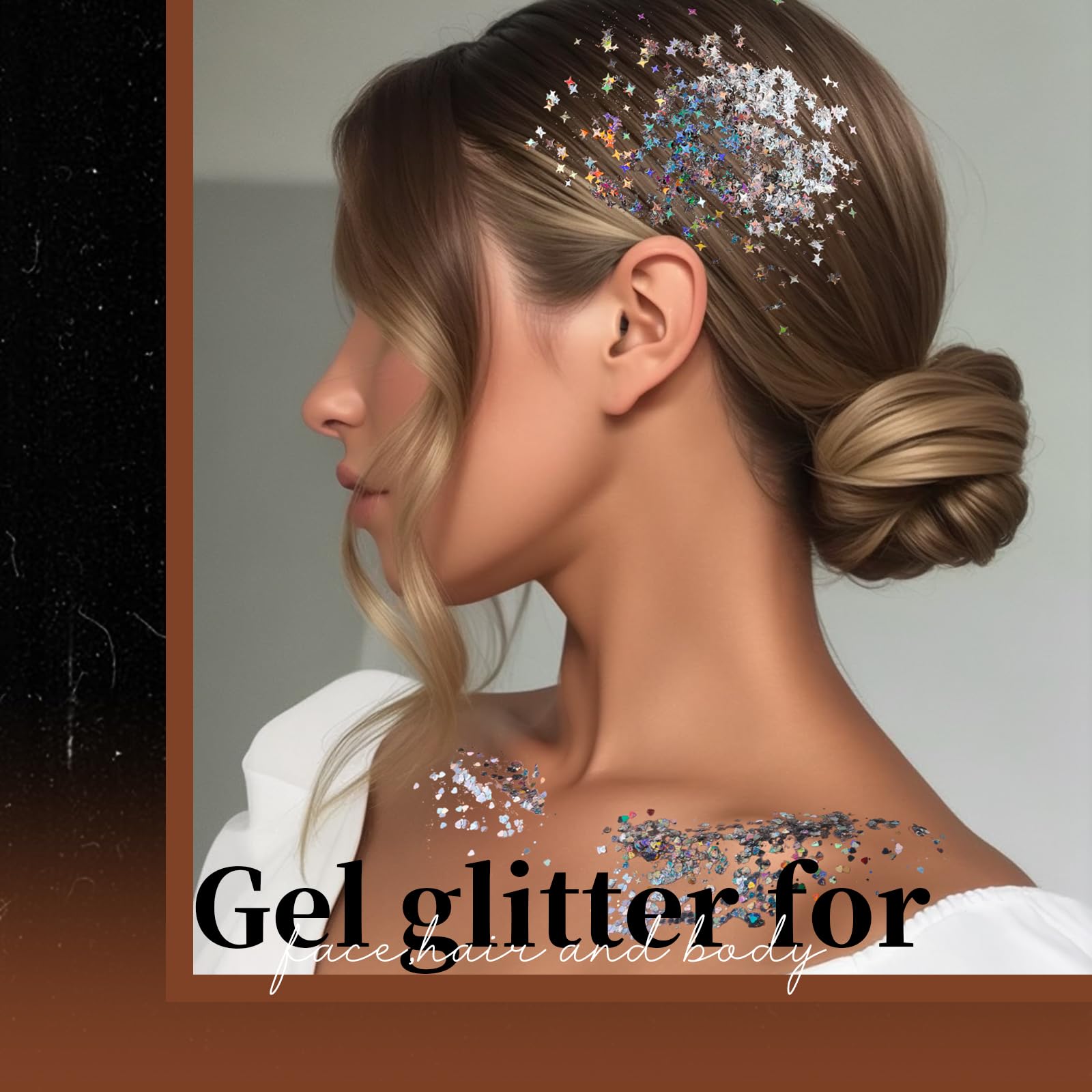 Hair parting with Teenitor glitter accents adding dimensional metallic highlights