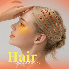 Teenitor glitter applied to ponytail adding vibrant orange sparkle to hair