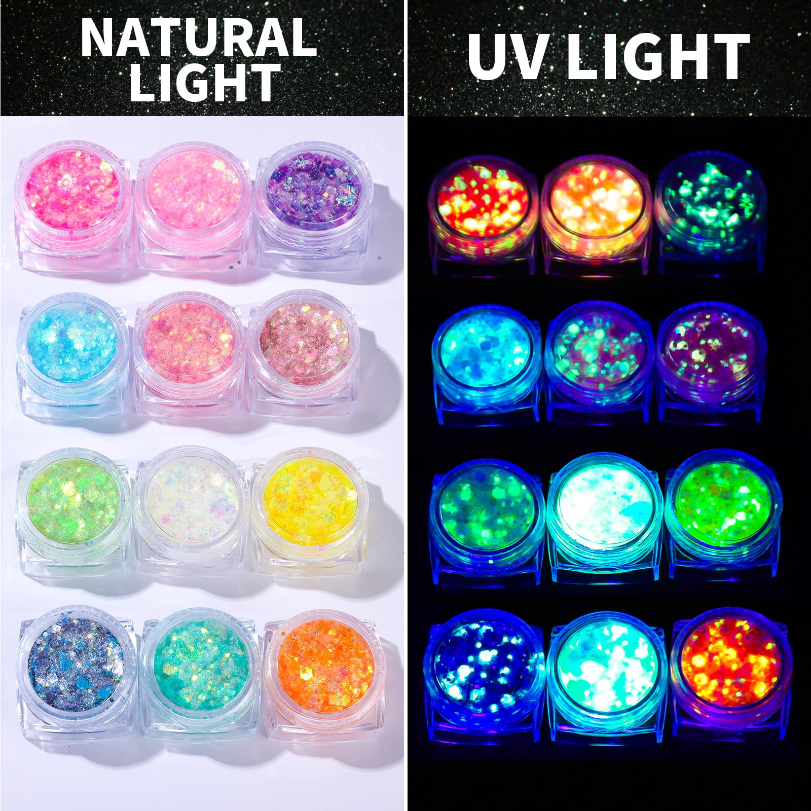 Teenitor used as hair streak showing vibrant UV-reactive effect