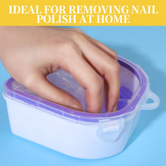 Teenitor hand soaking in bowl demonstrating efficient polish removal and time savings
