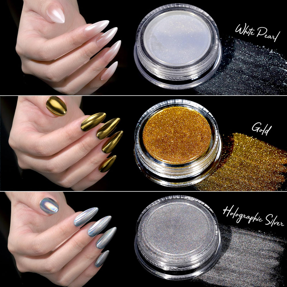 Teenitor holographic silver powder reflecting rainbow tones for trend looks