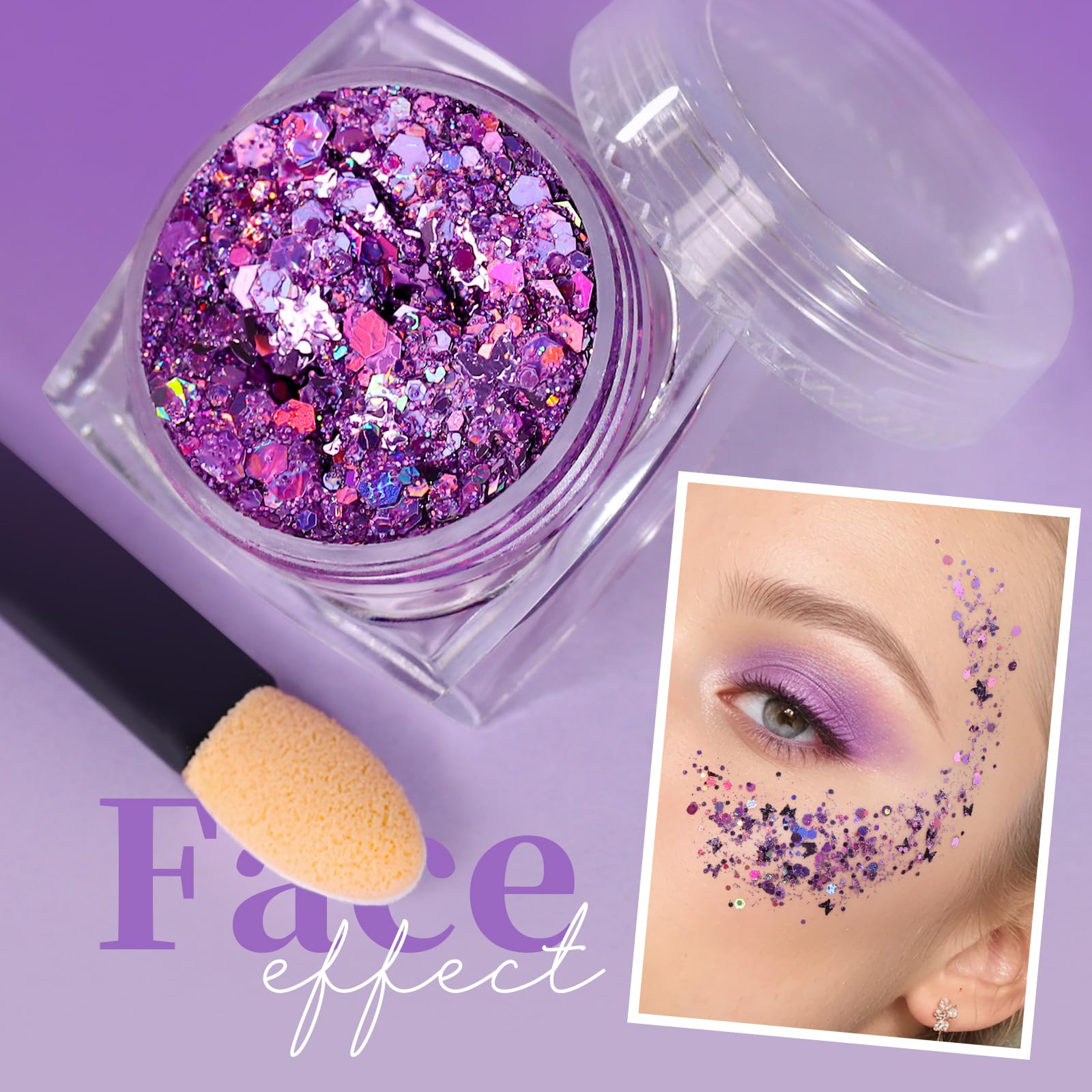 Teenitor jar open close-up showing gel texture and holographic flakes for smooth application