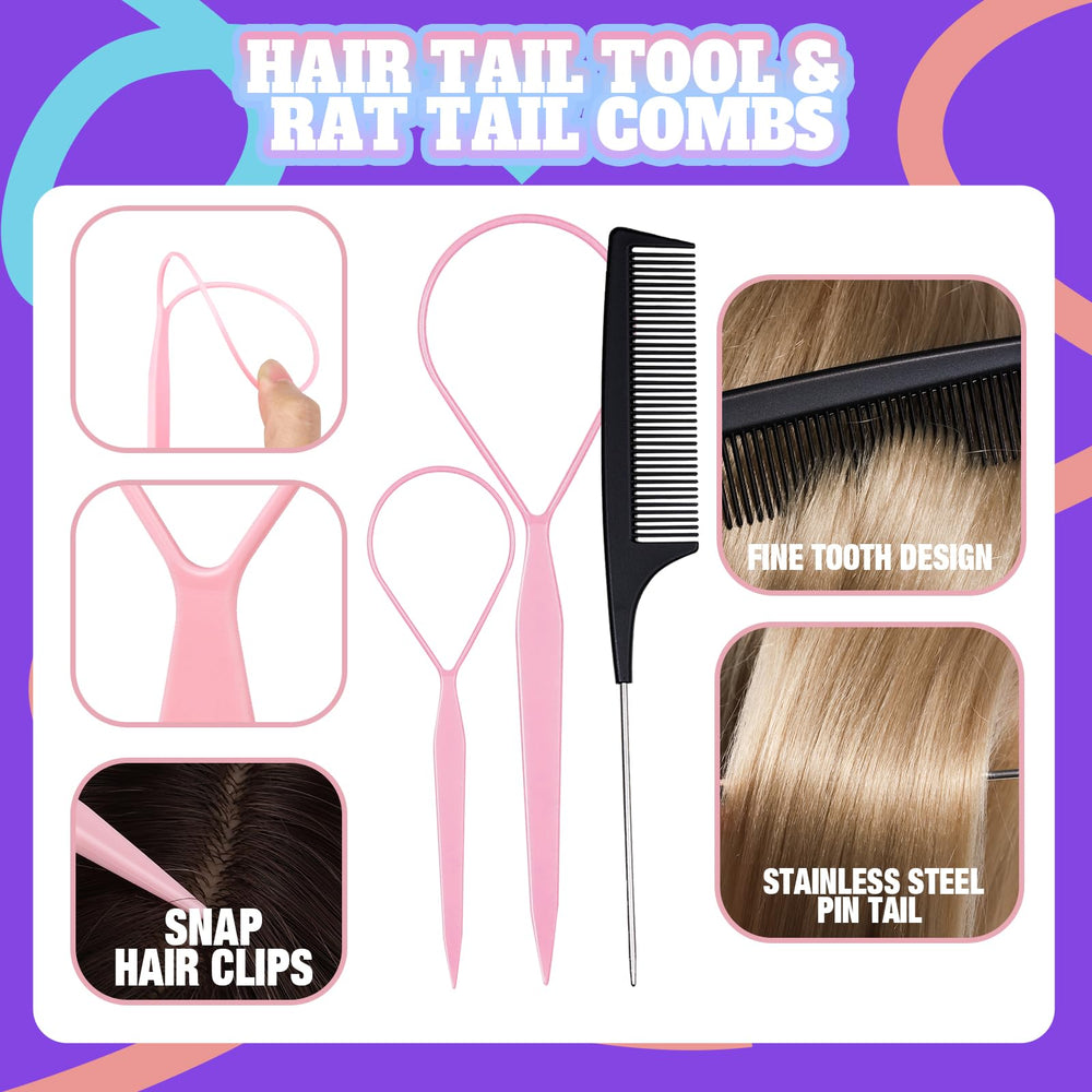 Teenitor kids hair styled in ponytails and mini braids showing finished look ideas