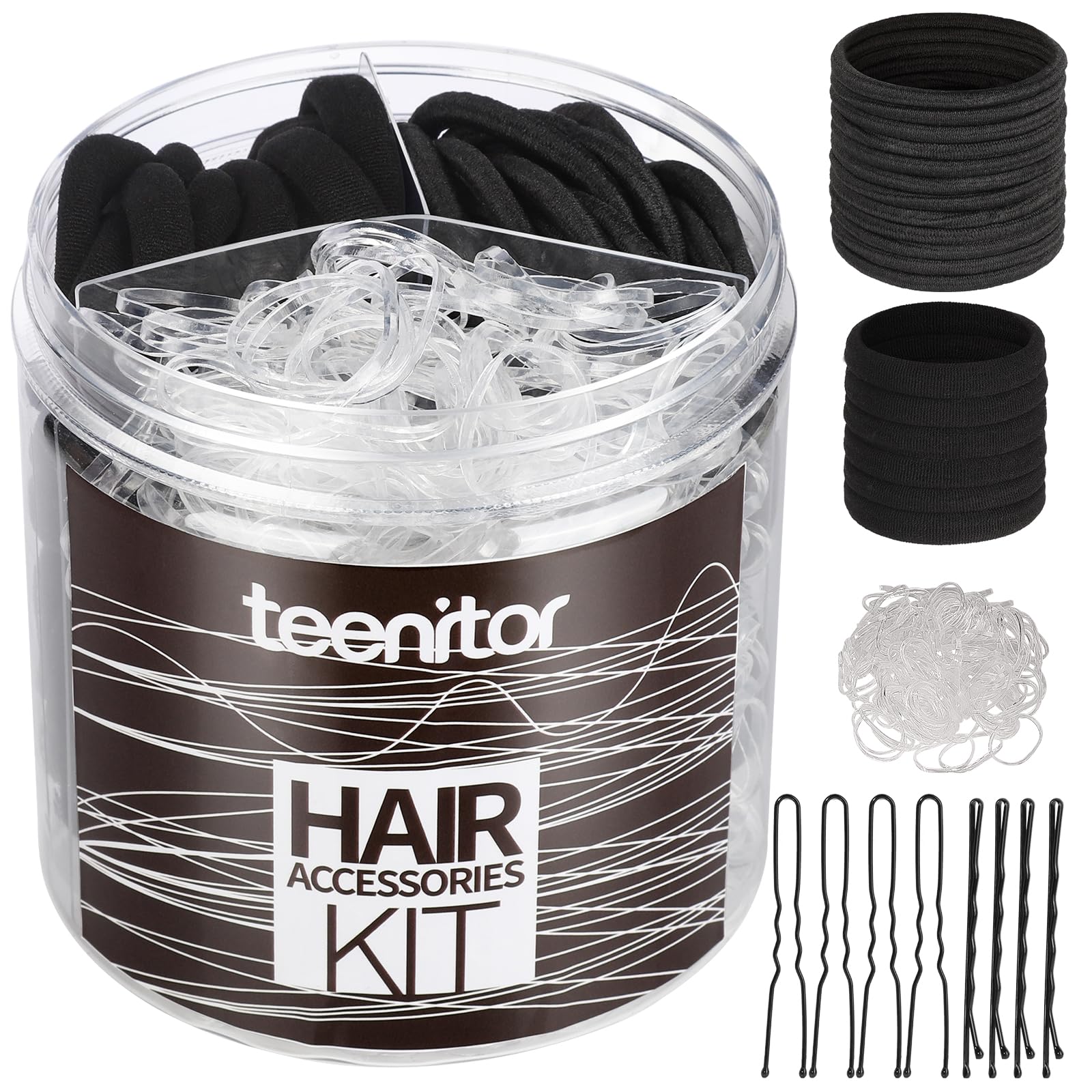 Teenitor kit front packaging showing included bands and pins for organized storage