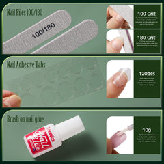 Teenitor flatlay with nails and tools demonstrating easy at-home application
