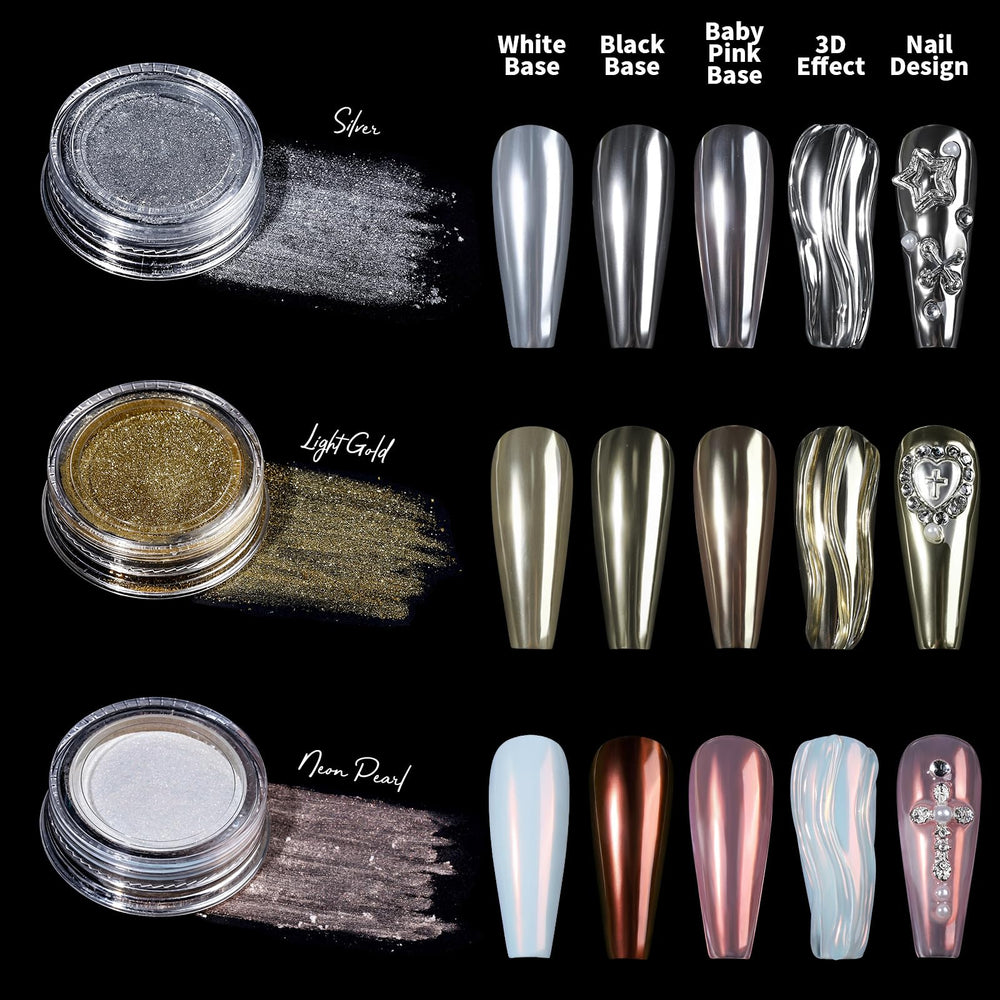 Teenitor light gold chrome powder swirl showing champagne tone for subtle luxury