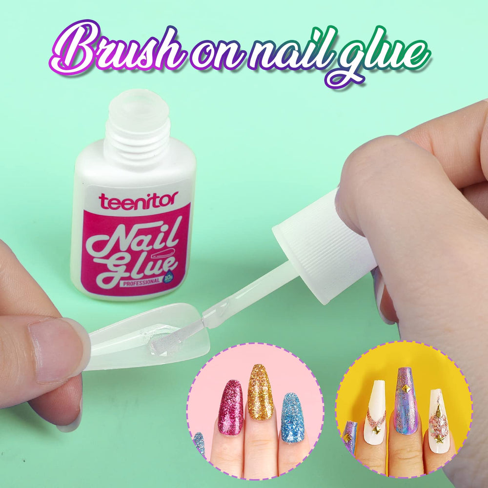 Teenitor long stiletto tips held in hand to show scale and styling versatility