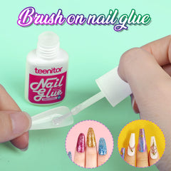 Teenitor long stiletto tips held in hand to show scale and styling versatility