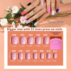 Teenitor kit contents laid out to show matte, glossy, glitter, French nails and glue