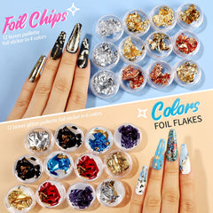 Teenitor nail flakes color array displayed to show variety and mix possibilities benefit