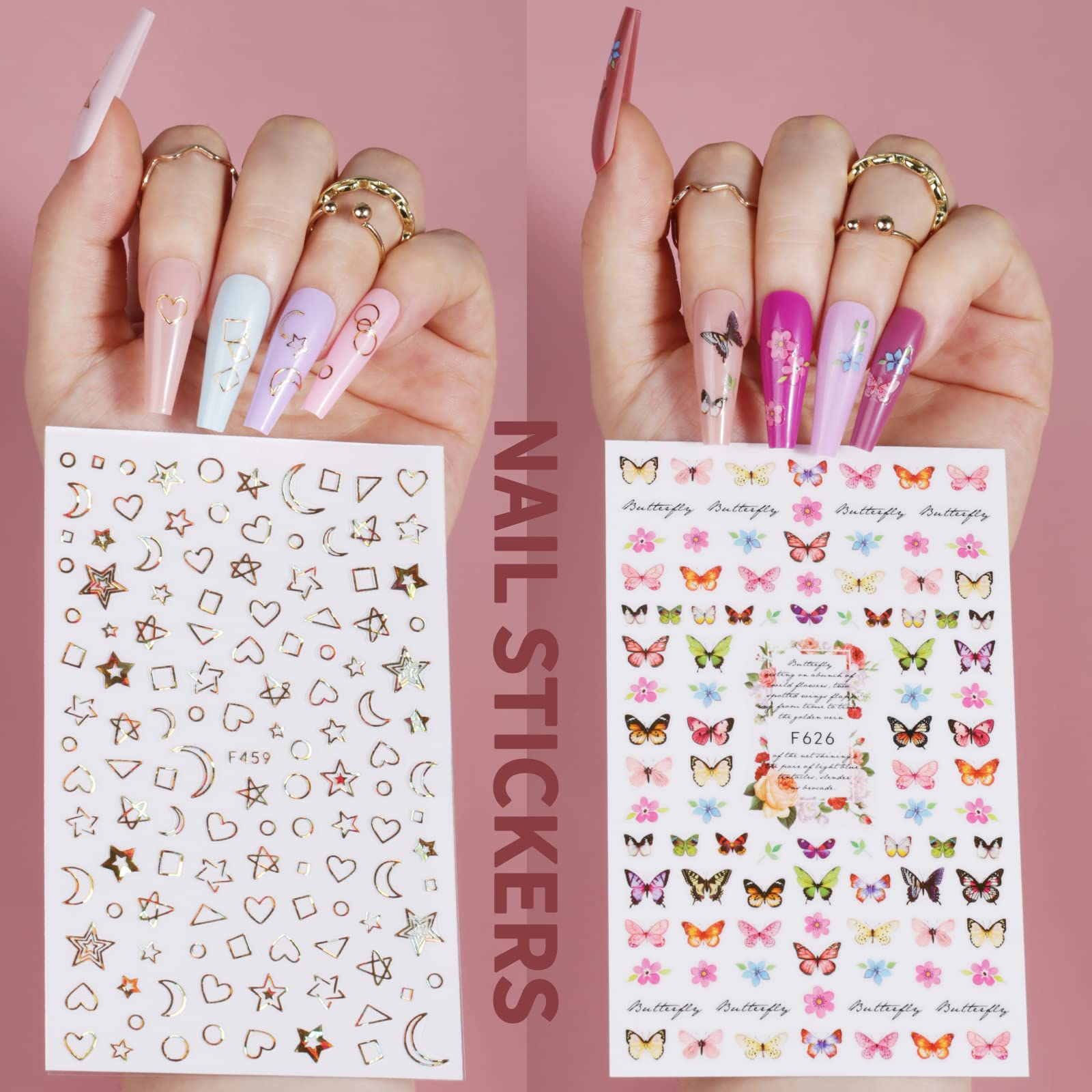 Teenitor nail stickers and charms assortment illustrating instant decorative options