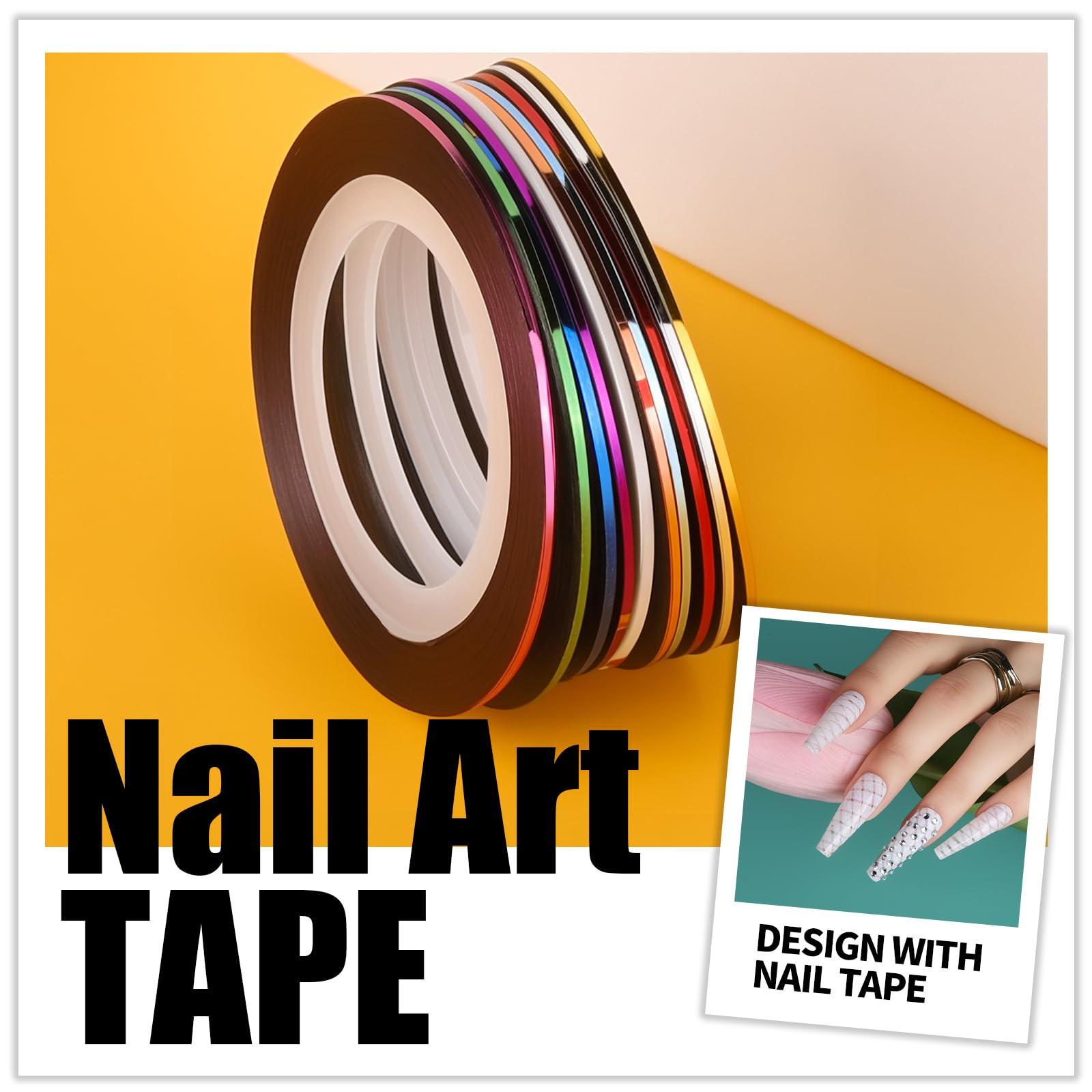 Teenitor rolls of nail tape in ten colors for clean stripes and borders