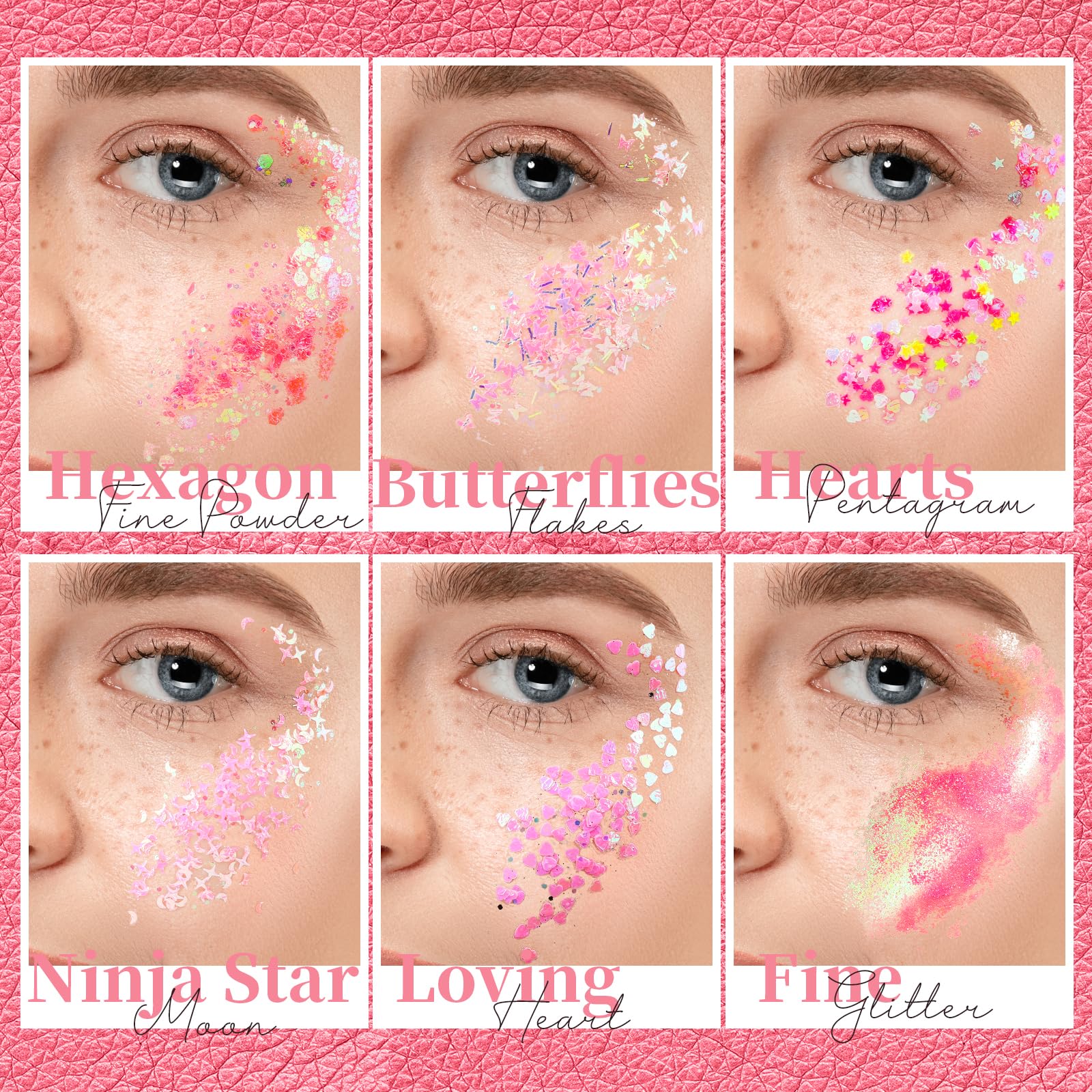 Teenitor on model cheek highlight demonstrating radiant pink shimmer suitable for festivals