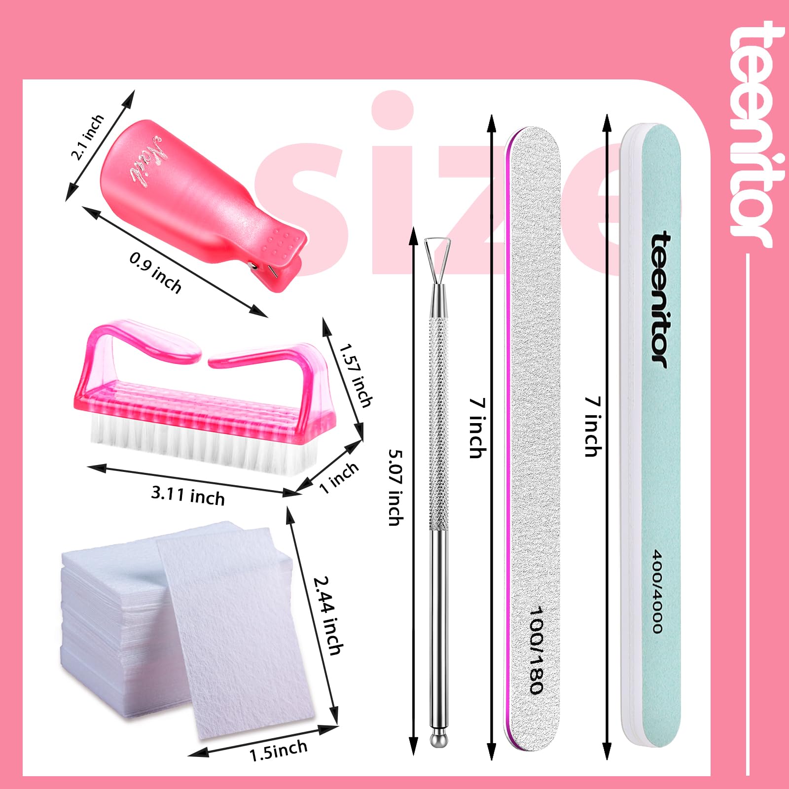 Teenitor pink soak-off clips close-up holding pads for mess-free soaking