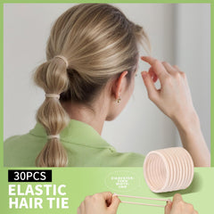 Teenitor ponytail holders stacked illustrating strong elasticity and secure ponytails