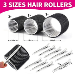 Teenitor rollers side-by-side showing 40mm 50mm 60mm sizes for varied curl control and volume