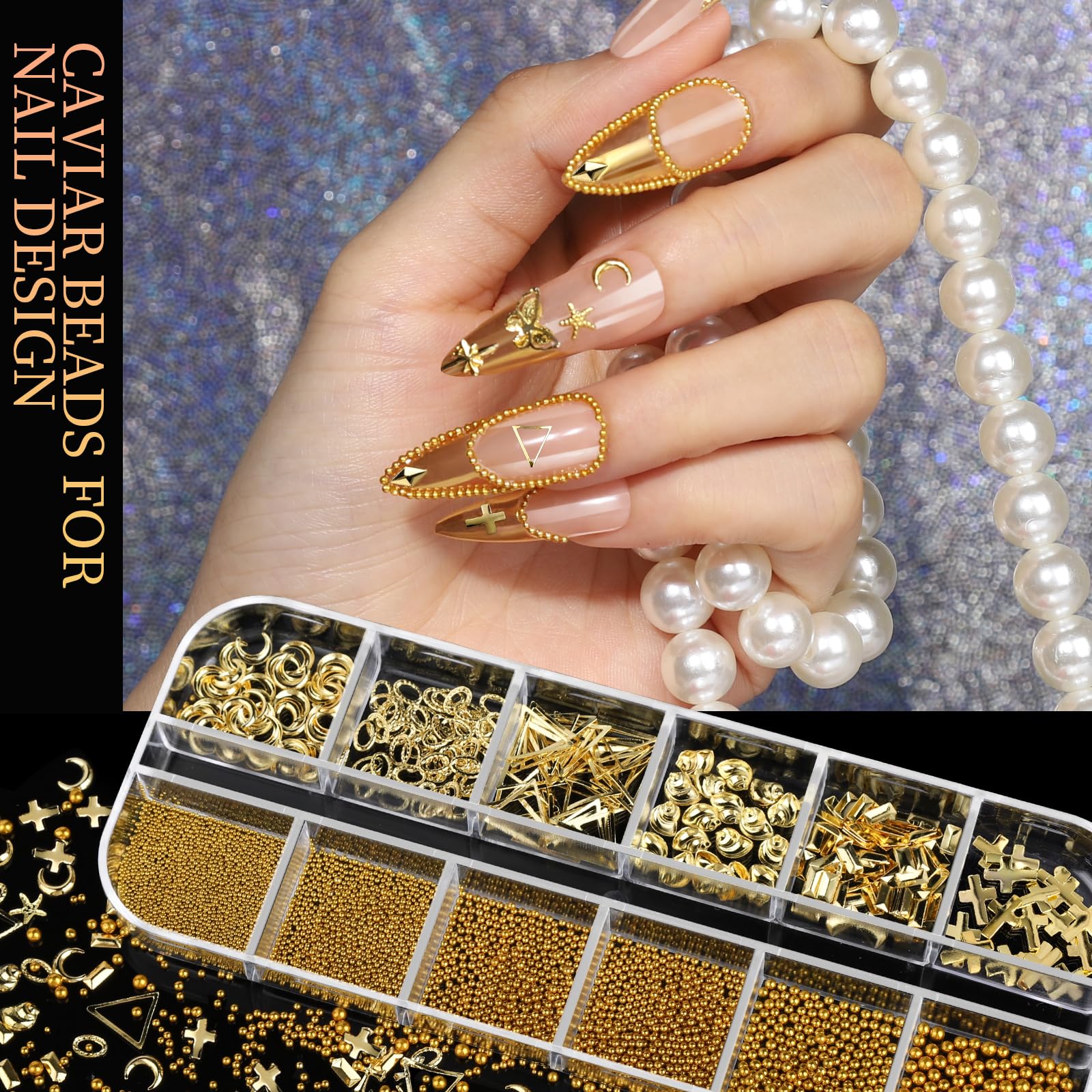 Teenitor scale comparison with charms on a fingernail demonstrating size choices and visual impact