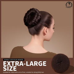 Teenitor in-hair extra large bun profile showing full volume for thick hair