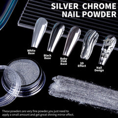 Teenitor silver chrome powder close-up showing fine texture for mirror shine