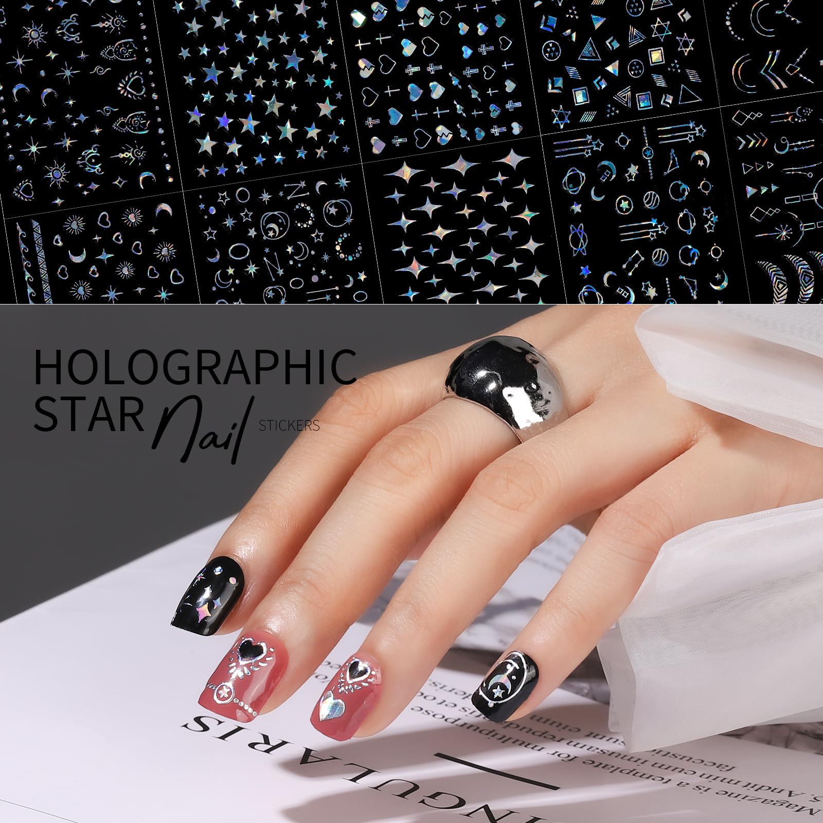 Teenitor star and moon sheet detail for precise celestial nail accents