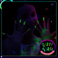 Teenitor stickers applied on kids nails in daylight, colorful manicure made quick and fun