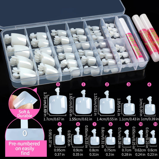Teenitor arranged toe tips demonstrating sizes and natural finish benefits