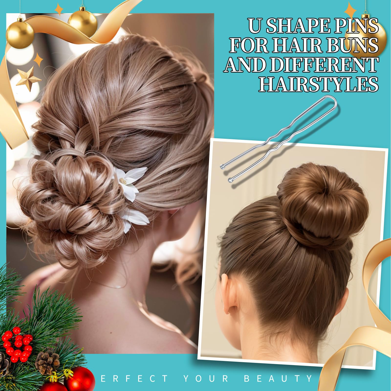 Teenitor U-shaped hair pin holding a bun firmly, ideal for stable updo support