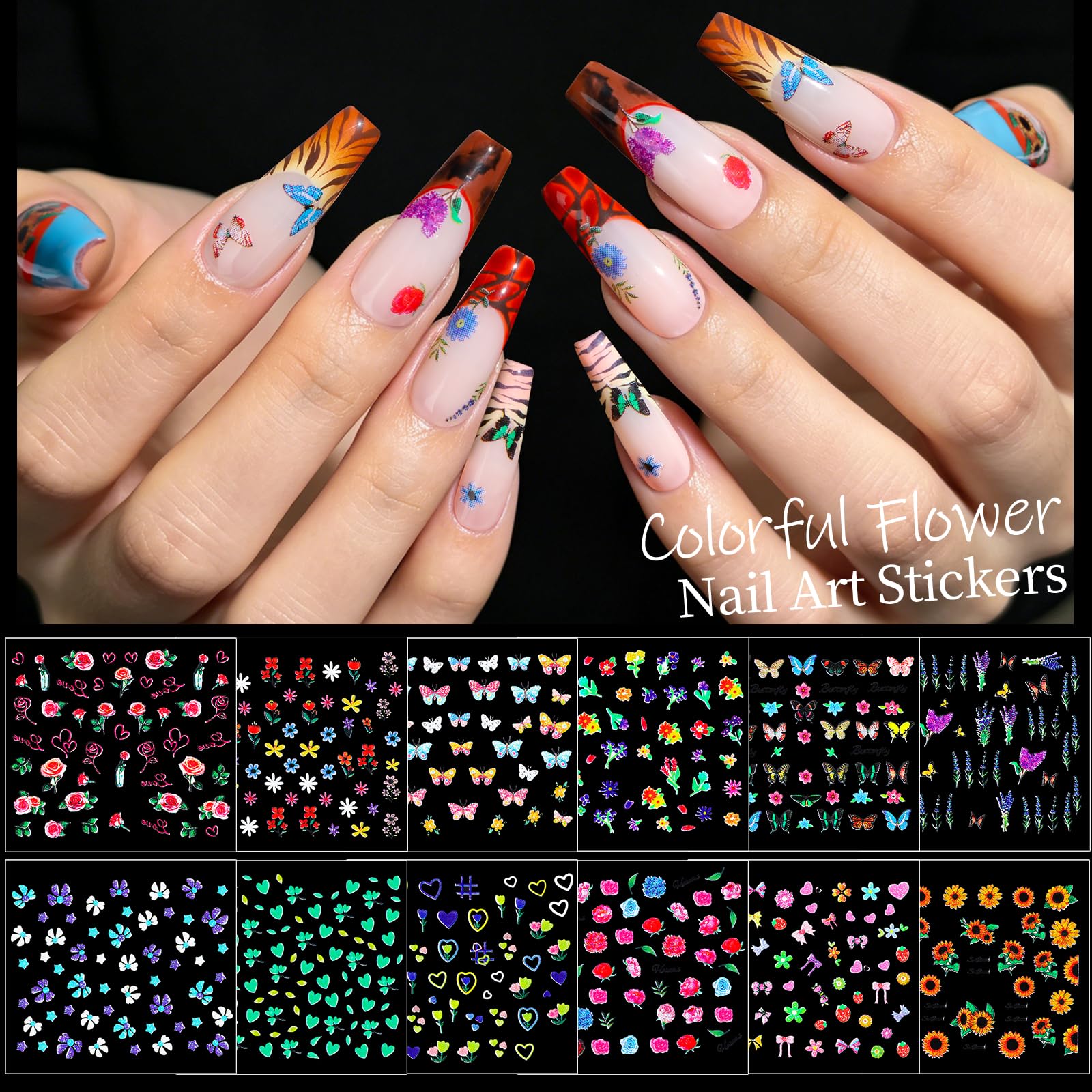 Teenitor white floral sticker detail ideal for clean, versatile manicures
