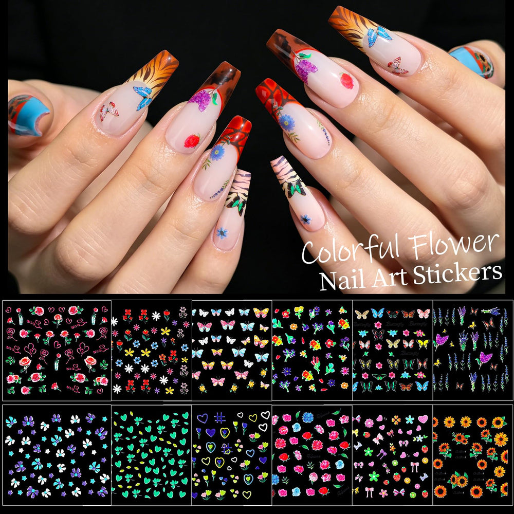 Teenitor white floral sticker detail ideal for clean, versatile manicures