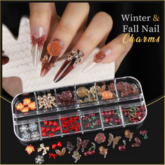 Teenitor winter-themed bows and snowflakes for festive manicure detail