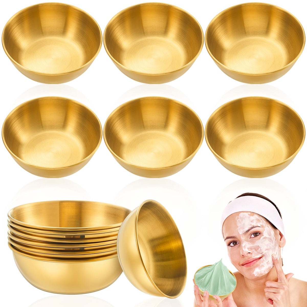 Teenyyou gold mixing bowls front view showing compact set and professional look