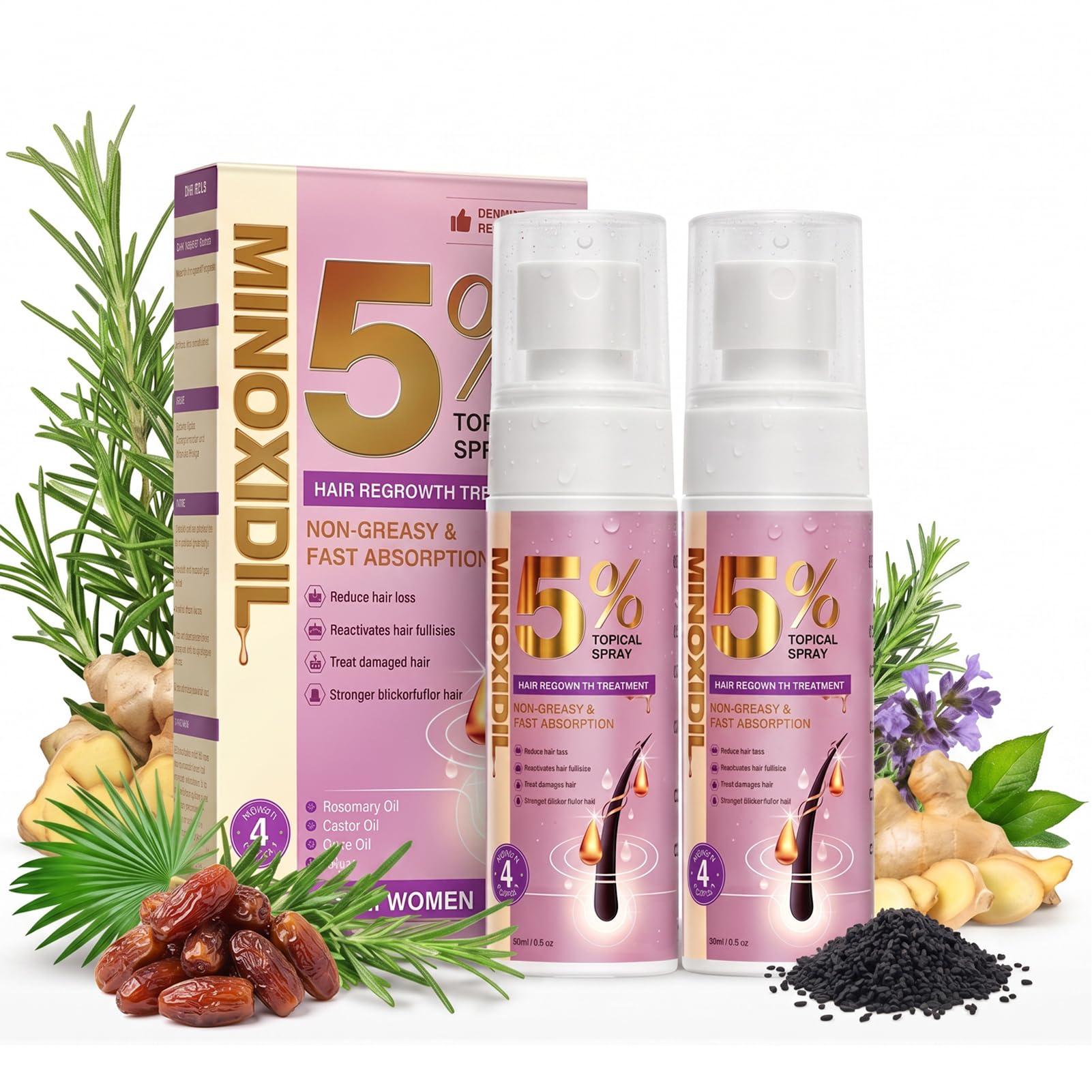 TEHAYSH front packaging showing two 60ml bottles and benefits
