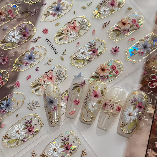 Teilihai front sheet view showing bohemian floral decals and included tweezers for easy use