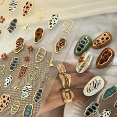Teilihai front sheet showing leopard and zebra decals for bold nails
