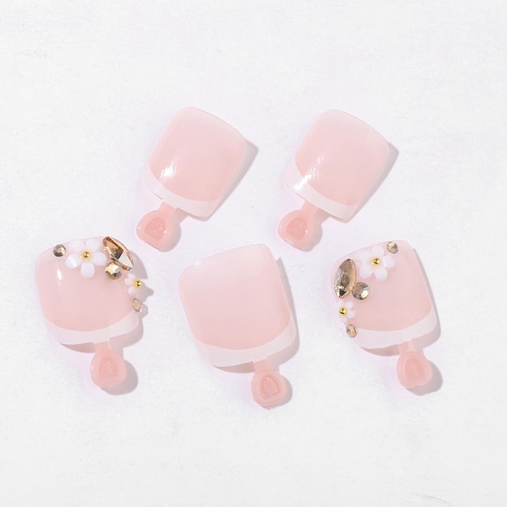 Teilihai press-on toenails worn on foot showing stylish pedicure benefit