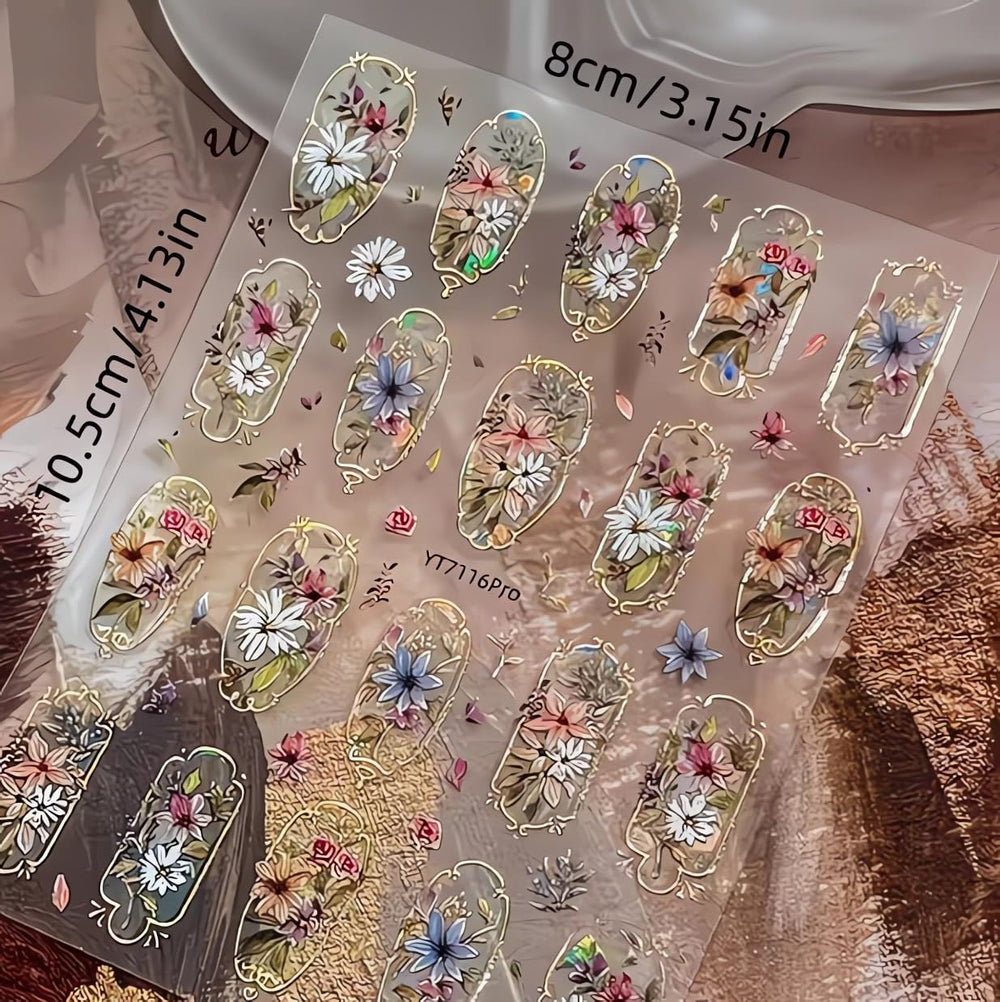 Teilihai stickers showcased on acrylic nails to show compatibility and durable adhesion