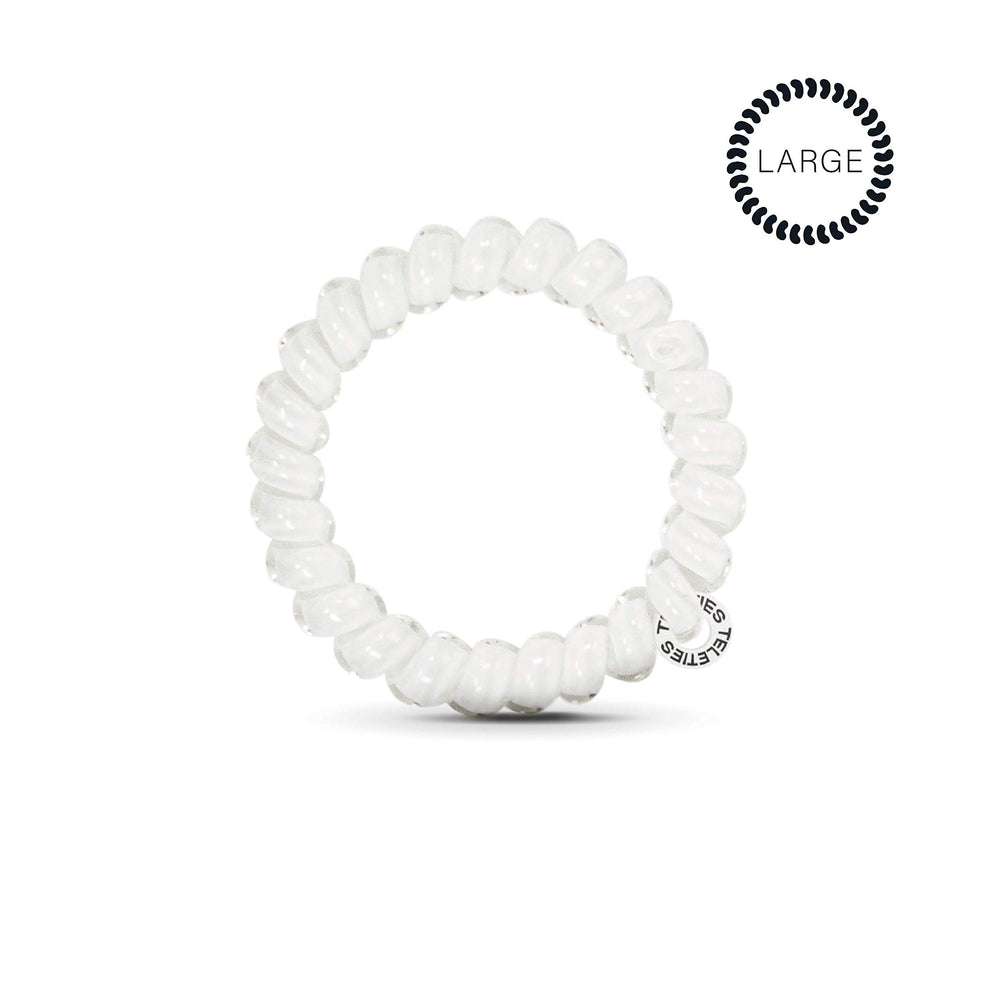 Teleties coconut white close-up of spiral texture highlighting smooth finish and gentle grip
