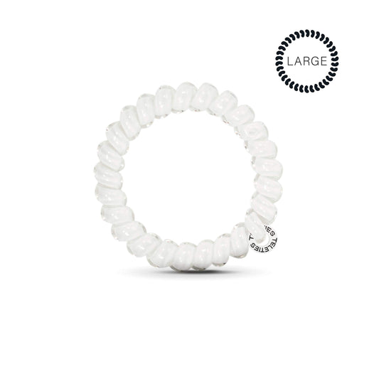 Teleties coconut white close-up of spiral texture highlighting smooth finish and gentle grip