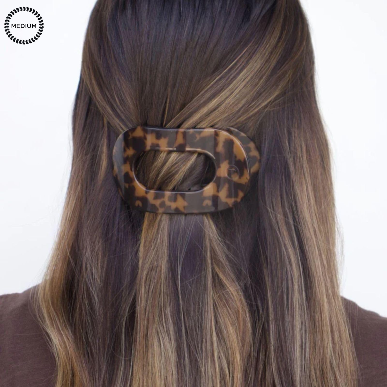 TELETIES clip worn in medium-thick hair demonstrating secure styling