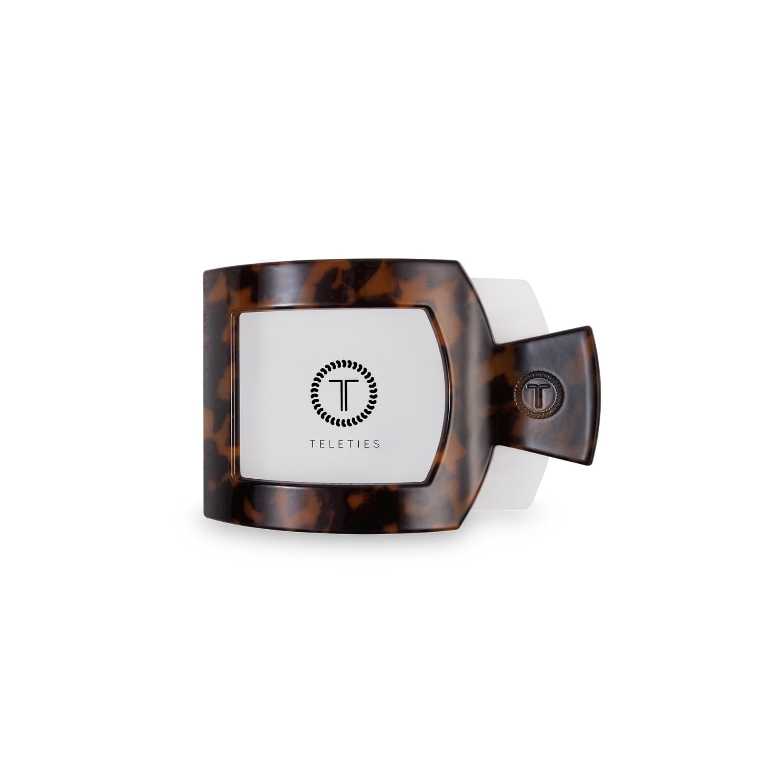 TELETIES flat square front view showing tortoise finish and low-profile comfort