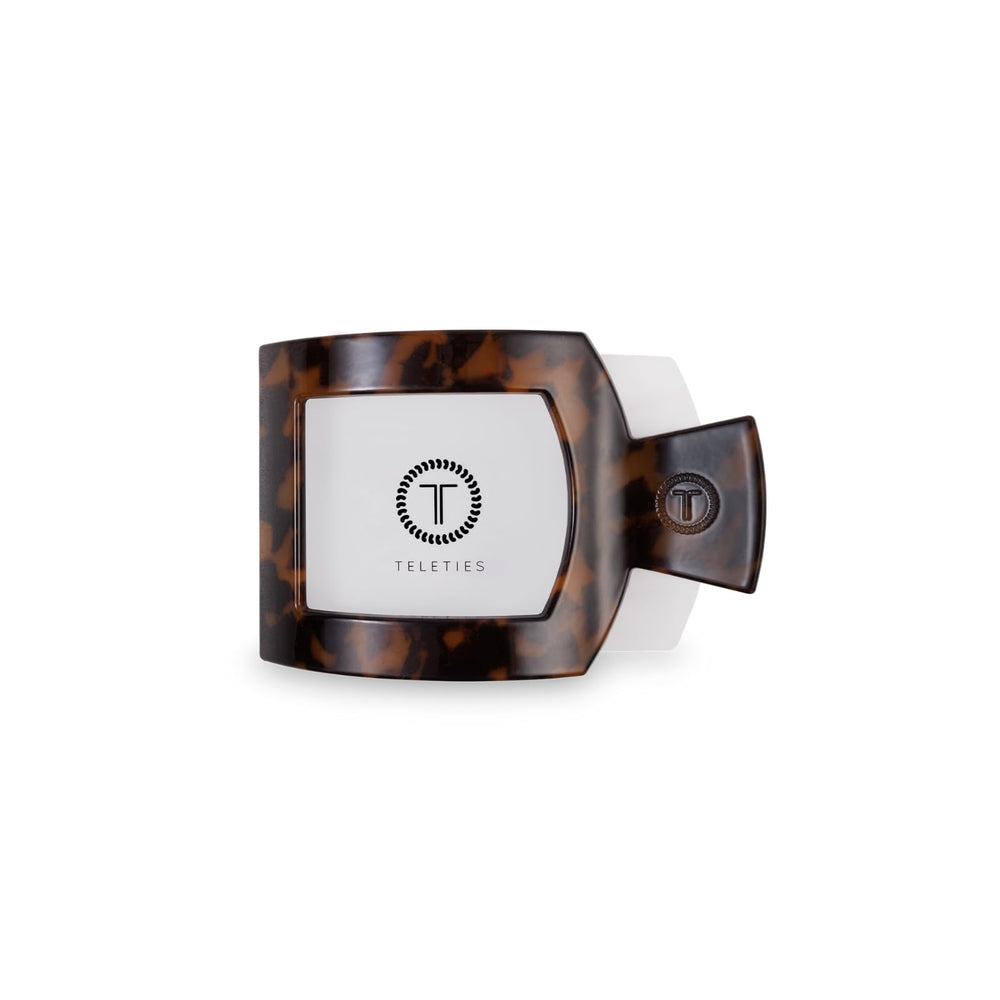 TELETIES flat square front view showing tortoise finish and low-profile comfort