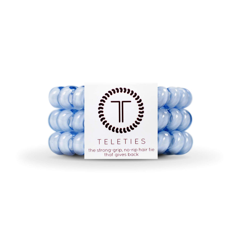 TELETIES front packaging washed denim shows product and pack benefit