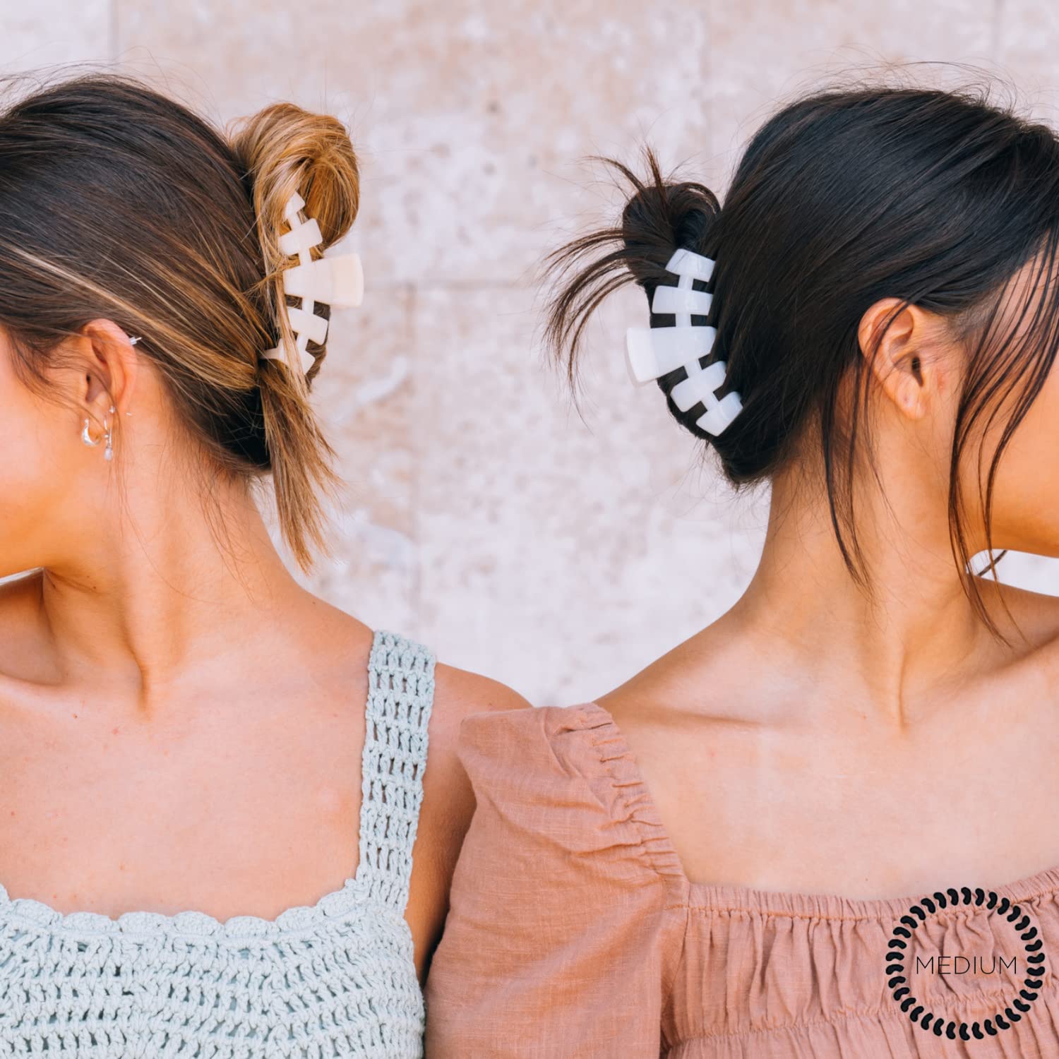 TELETIES clip holding a medium updo in place for all-day wear