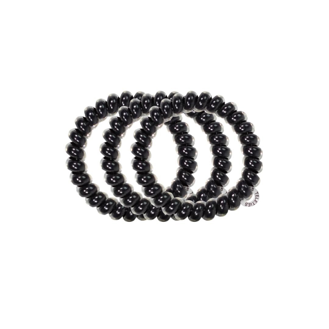 Teleties jet black close‑up of spiral detail highlighting firm flexible grip